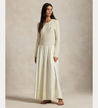 Polo Ralph Lauren para mujer. 211978251001 Vestido Woven Fit & Flare beige (M), Casual, Lana, Manga larga