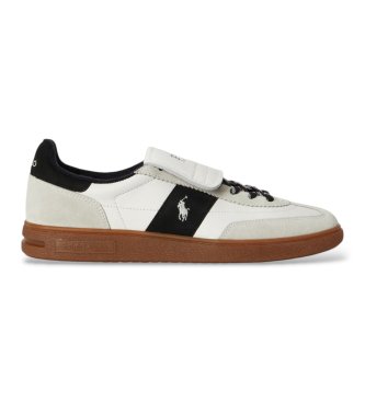Polo Ralph Lauren para hombre. 809P15675002 Zapatillas Bedford de piel y ante blanco (40), Plano, Cordones, Casual