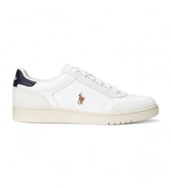 Polo Ralph Lauren para hombre. 809937849001 Zapatillas de piel Court Sport blanco (45), Plano, Cordones, Casual