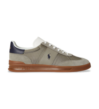 Polo Ralph Lauren para hombre. 809P09761003 Zapatillas de Piel Heritage Aera gris (43), Plano, Cordones, Casual
