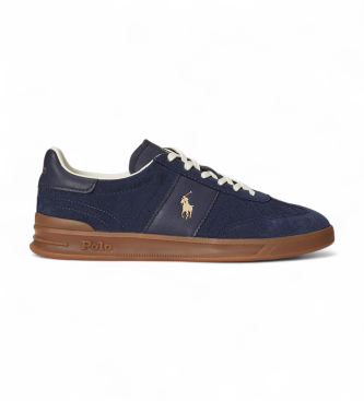 Polo Ralph Lauren para hombre. 809973707002 Zapatillas de Piel Heritage Aera marino (44), Plano, Cordones, Casual
