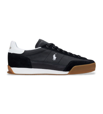 Polo Ralph Lauren para hombre. 809961176002 Zapatillas de piel Hester negro (40), Plano, Cordones, Casual