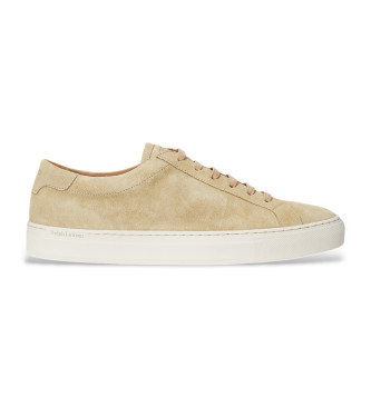 Polo Ralph Lauren Para Hombre. 809949793002 Zapatillas De Piel Jermain Beige (41), Plano, Cordones, Casual-image