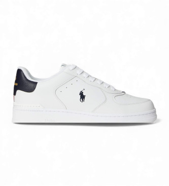 Polo Ralph Lauren para hombre. 809P01636001 Zapatillas de piel Masters Court blanco (7 D), Plano, Cordones, Casual
