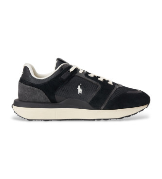 Polo Ralph Lauren para hombre. 809973975004 Zapatillas de piel Train 89 negro (45), Plano, Cordones, Casual