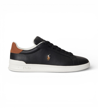 Polo Ralph Lauren para hombre. 809P07159001 Zapatillas Heritage Court II de piel negro (42), Plano, Cordones, Casual