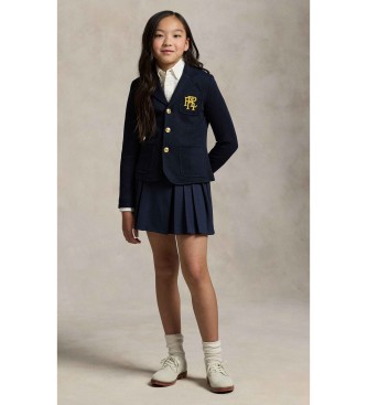 Polo Ralph Lauren para niña. 313934377001 Blazer de punto doble con logotipo marino 3