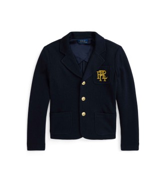 Polo Ralph Lauren para niña. 313934377001 Blazer de punto doble con logotipo marino 4