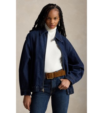 Polo Ralph Lauren para mujer. 211B17294001 Chaqueta de denim con cremallera azul (L), Casual, Algodón