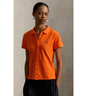 Polo Ralph Lauren för kvinnor. 211939272501 Polotröja med orange knappslå (XXS), Casual, Bomull, Kort ärm