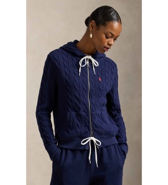 Polo Ralph Lauren para mujer. 211959124001 Sudadera con capucha en punto de ochos marino (XS), Casual, Algodón