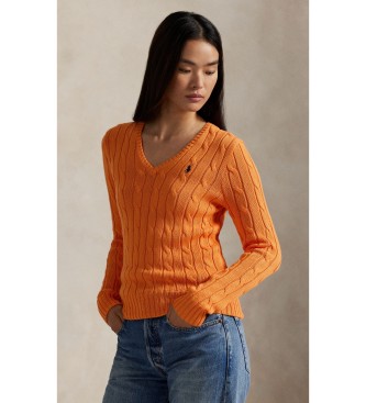 Polo Ralph Lauren para mujer. 211971870010 Jersey de algodón en punto de ochos naranja (L), Casual, Manga larga