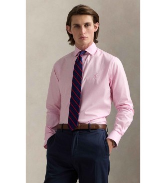Polo Ralph Lauren para hombre. 712969015001 Camisa Custom Fit con textura rosa (17.5=44.5), Casual, Algodón, Clásico, Manga larga