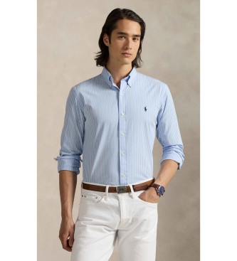 Polo Ralph Lauren para hombre. 710929346018 Camisa Custom Fit de popelina elástica azul (L), Casual, Algodón, Clásico, Manga larga
