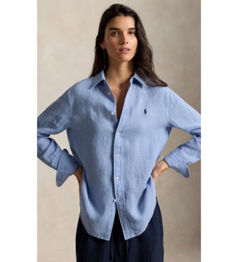 Polo Ralph Lauren för kvinnor. 211970730515 Klassisk passform blå linneskjorta (XXL), Casual, Lino, Lång ärm