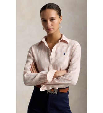 Polo Ralph Lauren Camisa de lino Classic Fit con rayas rosa