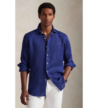 Polo Ralph Lauren para hombre. 710966294503 Camisa de lino Custom Fit marino (M), Casual, Manga larga