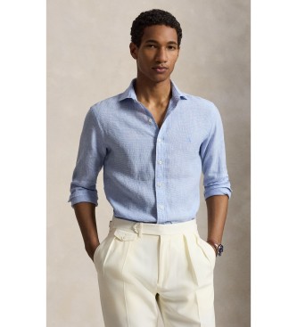 Polo Ralph Lauren för män. 710B22589002 Skjorta i linne Custom Fit blå (XL), Casual, Lino, Lång ärm
