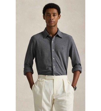 Polo Ralph Lauren para hombre. 710654408152 Camisa de piqué ultraligero gris (XL), Casual, Algodón, Clásico, Manga larga