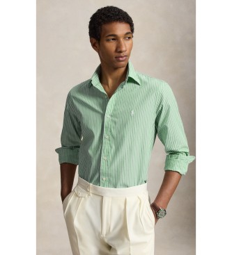 Polo Ralph Lauren för män. 710B15595011 Skjorta i poplin med ränder Custom Fit grön (XL), Casual, Bomull, Lång ärm