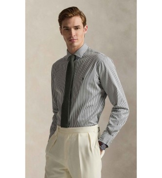 Polo Ralph Lauren para hombre. 710P01398009 Camisa de popelina Custom Fit con rayas gris (L), Casual, Algodón, Clásico, Manga larga