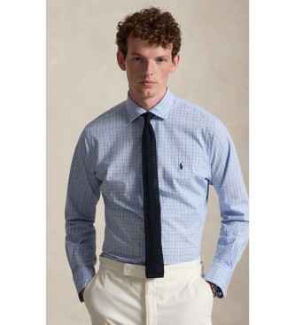 Para hombre. 710B22587001 Camisa de popelina elástica con cuadros (S), Casual, Algodón, Manga larga