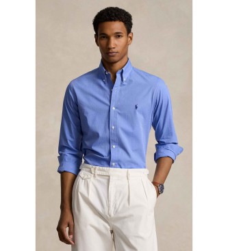 Polo Ralph Lauren para hombre. 710928255003 Camisa de popelina elástica Custom Fit azul (3XL), Casual, Algodón, Clásico, Manga larga