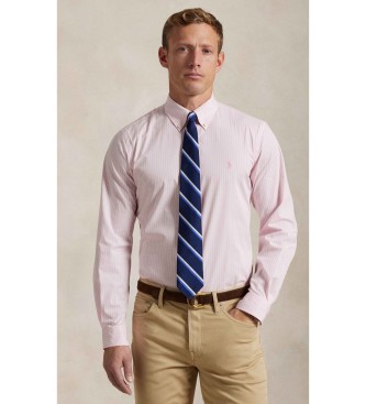 Polo Ralph Lauren para hombre. 710929346015 Camisa de popelina elástica Custom Fit rosa (M), Casual, Algodón, Clásico, Manga larga