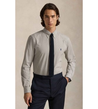 Polo Ralph Lauren para hombre. 710929346028 Camisa de popelina elástica Custom Fit marrón (XL), Casual, Algodón, Clásico, Manga larga