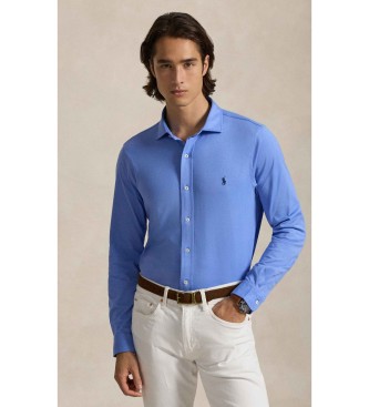 Polo Ralph Lauren para hombre. 710P03960003 Camisa de punto con cuello italiano azul (XXL), Casual, Algodón, Clásico, Manga larga