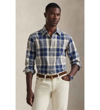 Polo Ralph Lauren para hombre. 710953707004 Camisa oxford cepillada Custom Fit marino (L), Casual, Algodón, Manga larga