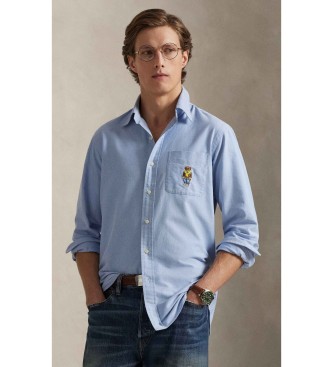 Polo Ralph Lauren para hombre. 710P07187001 Camisa oxford Custom Fit con Polo Bear azul (M), Casual, Algodón, Clásico, Manga larga