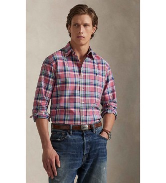 Polo Ralph Lauren para hombre. 710922273006 Camisa oxford Custom Fit de cuadros rosa (XXL), Casual, Algodón, Manga larga