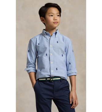 Polo Ralph Lauren Camisa oxford de algodón con caballo azul ( 6/7años= 136/138cm)