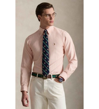 Polo Ralph Lauren para hombre. 710953704013 Camisa oxford de rayas Custom Fit coral (S), Casual, Algodón, Clásico, Manga larga