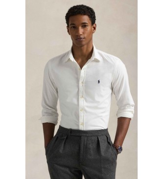 Polo Ralph Lauren para hombre. 710736557002 Camisa oxford Slim Fit teñida en prenda blanco (S), Casual, Algodón, Clásico, Manga larga