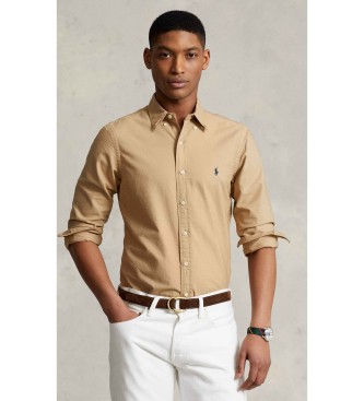 Polo Ralph Lauren Camisa oxford Slim Fit teñida en prenda beige