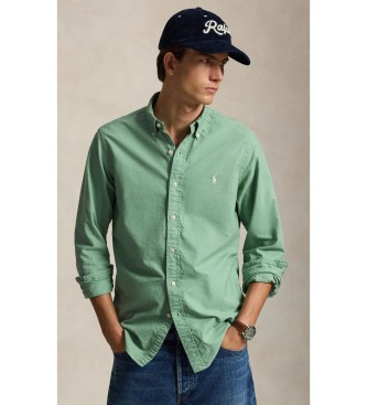 Polo Ralph Lauren för män. 710805564514 Grön Custom Fit-skjorta i tvättad oxford (S), Casual, Bomull, Lång ärm