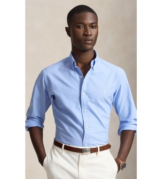Polo Ralph Lauren för män. 710805564517 Blå Custom Fit-skjorta i färgad oxford (S), Casual, Bomull, Lång ärm