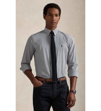 Polo Ralph Lauren Homem Azul, Branco Para 710929344029 Camisa De Corte Justo Em Branco, Popelina Azul-Marinho E Popelina Elástica (L), Casual, Algodão,