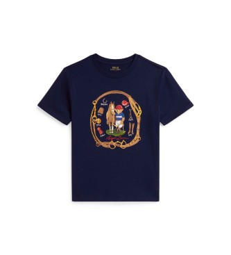 Polo Ralph Laurenvoor jongens. 323A96608001 Katoenen T-shirt met marine Beer Polo (13/14años= 163/174cm), Casual, Korte mouwen, Marineblauw,