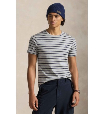 Polo Ralph Lauren para hombre. 710P07313002 Camiseta de algodón suave con rayas gris (M), Casual, Manga corta