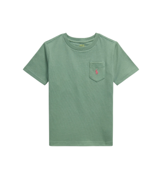Polo Ralph Lauren för pojkar. 322970333503 Stickad t-shirt i bomull med grön ficka (6años= 124/134cm), Casual, Kort ärm, barnmode