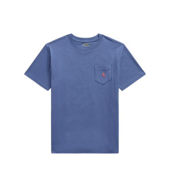 Polo Ralph Lauren för pojkar. 323970333504 Stickad t-shirt i bomull med blå ficka ((XL) 13/14años= 163/174cm), Casual, Kort ärm, barnmode
