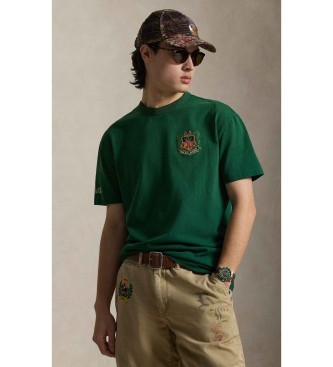 Polo Ralph Lauren para hombre. 710B13519001 Camiseta de punto bordada Classic Fit verde (L), Casual, Algodón, Manga corta