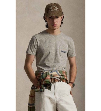 Polo Ralph Lauren para hombre. 710P07348001 Camiseta de punto con Polo Bear gris (M), Casual, Algodón, Manga corta