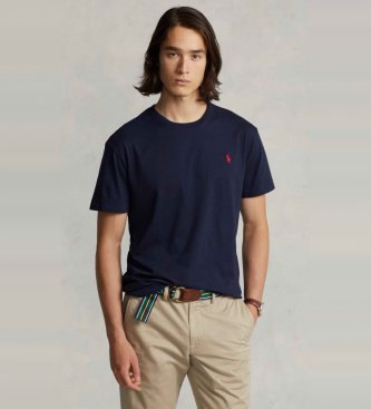 Polo Ralph Lauren Per Uomo. 710680785004 T-Shirt Personalizzata Slim Fit In Maglia Blu Navy (M), Casual, Cotone, Manica Corta