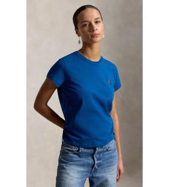 Polo Ralph Lauren för kvinnor. 211B14605024 Blå Classic Fit-tröja i bomullstrikå (XS), Casual, Kort ärm