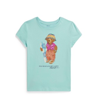Polo Ralph Lauren Para NiñA. 313B22529001 Camiseta De Punto Jersey Con Polo Bear Turquesa (7 AñOs = 130/134Cm), Casual, AlgodóN, Manga Corta-image