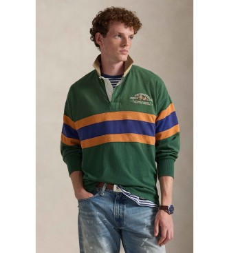 Polo Ralph Lauren para hombre. 710P04969002 Camiseta de rugby Vintage Fit verde (L), Casual, Algodón, Manga larga
